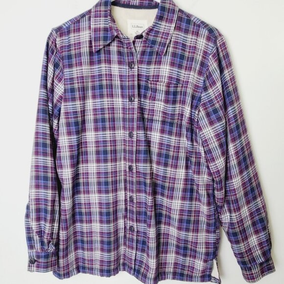 L.L.Bean Fleece Lined Plaid Shirt - Picture 1 of 6
